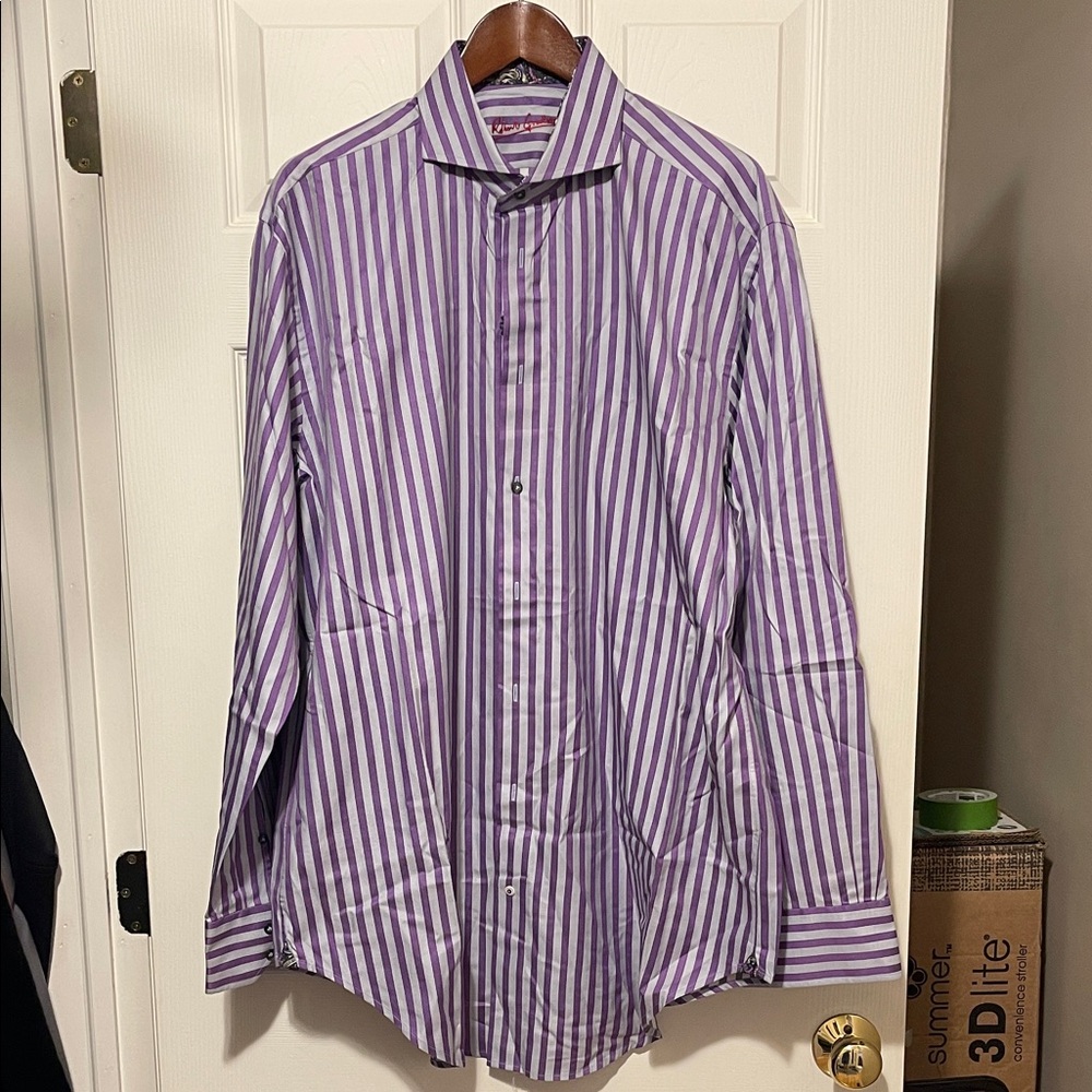 Robert Graham Purple Striped Men's Dress Shirt